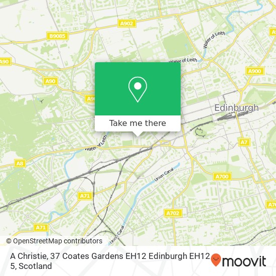 A Christie, 37 Coates Gardens EH12 Edinburgh EH12 5 map