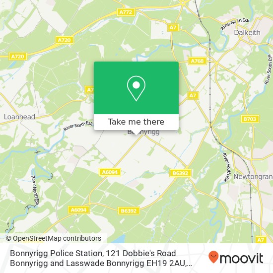 Bonnyrigg Police Station, 121 Dobbie's Road Bonnyrigg and Lasswade Bonnyrigg EH19 2AU map
