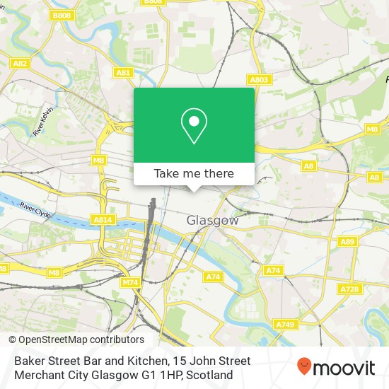 Baker Street Bar and Kitchen, 15 John Street Merchant City Glasgow G1 1HP map