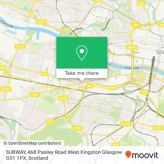 SUBWAY, 468 Paisley Road West Kingston Glasgow G51 1PX map