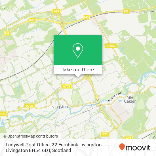 Ladywell Post Office, 22 Fernbank Livingston Livingston EH54 6DT map