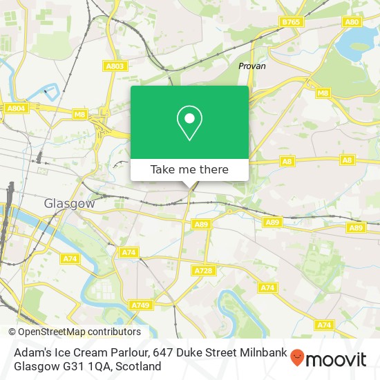Adam's Ice Cream Parlour, 647 Duke Street Milnbank Glasgow G31 1QA map