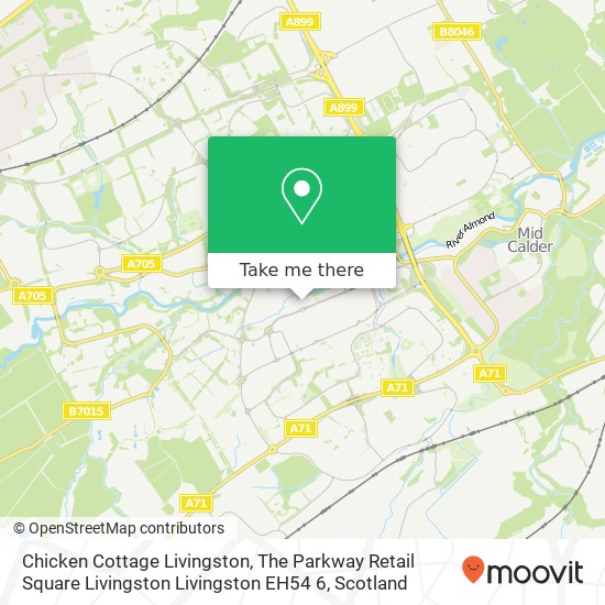 Chicken Cottage Livingston, The Parkway Retail Square Livingston Livingston EH54 6 map