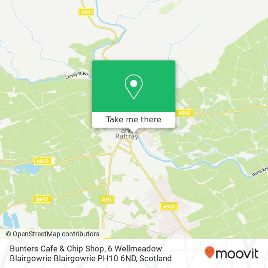 Bunters Cafe & Chip Shop, 6 Wellmeadow Blairgowrie Blairgowrie PH10 6ND map