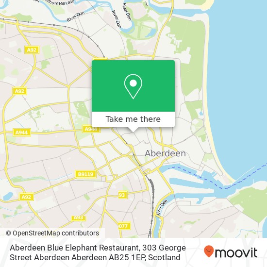 Aberdeen Blue Elephant Restaurant, 303 George Street Aberdeen Aberdeen AB25 1EP map