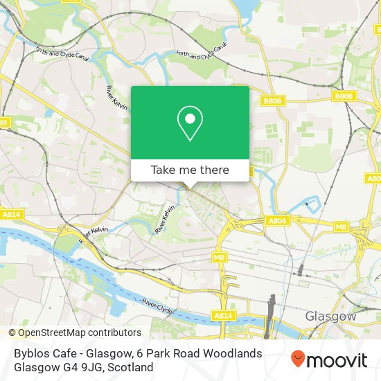 Byblos Cafe - Glasgow, 6 Park Road Woodlands Glasgow G4 9JG map