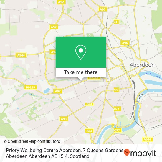 Priory Wellbeing Centre Aberdeen, 7 Queens Gardens Aberdeen Aberdeen AB15 4 map