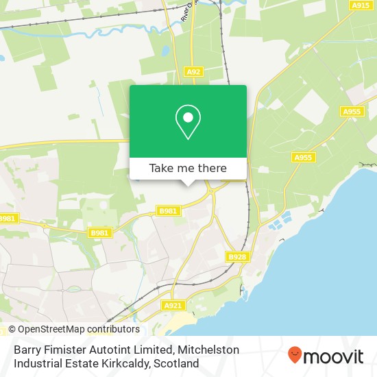 Barry Fimister Autotint Limited, Mitchelston Industrial Estate Kirkcaldy map