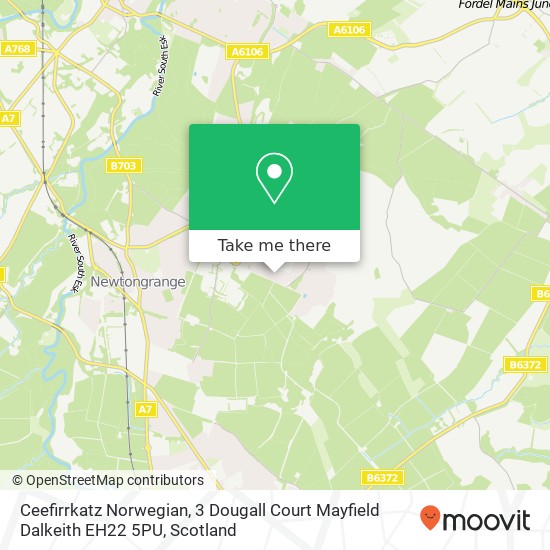 Ceefirrkatz Norwegian, 3 Dougall Court Mayfield Dalkeith EH22 5PU map