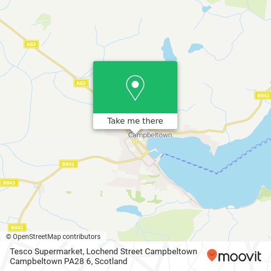 Tesco Supermarket, Lochend Street Campbeltown Campbeltown PA28 6 map