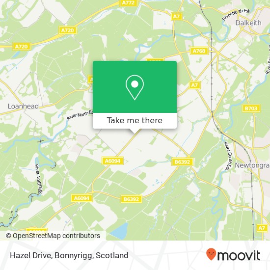 Hazel Drive, Bonnyrigg map