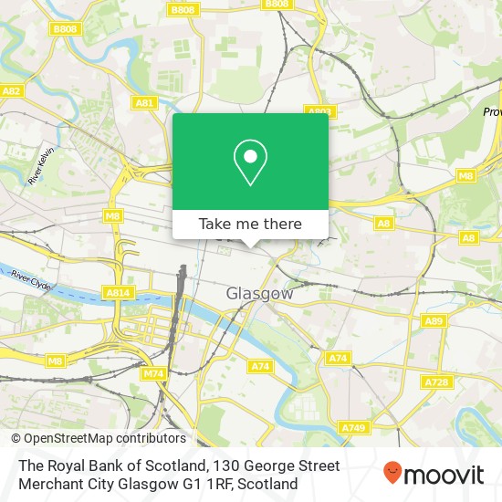 The Royal Bank of Scotland, 130 George Street Merchant City Glasgow G1 1RF map
