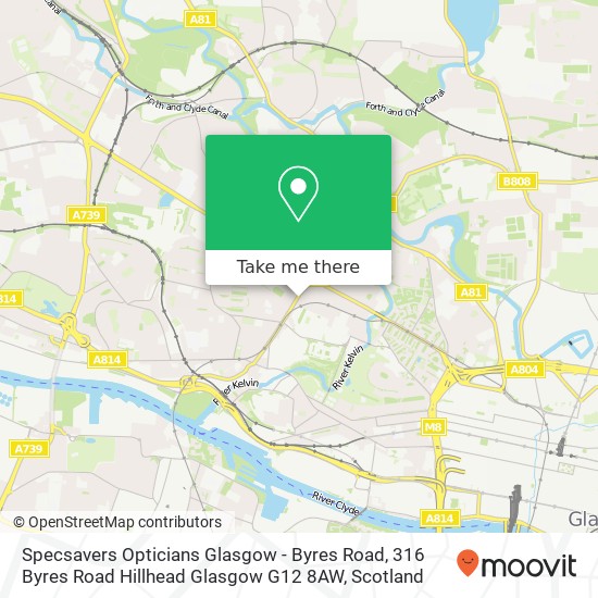 Specsavers Opticians Glasgow - Byres Road, 316 Byres Road Hillhead Glasgow G12 8AW map