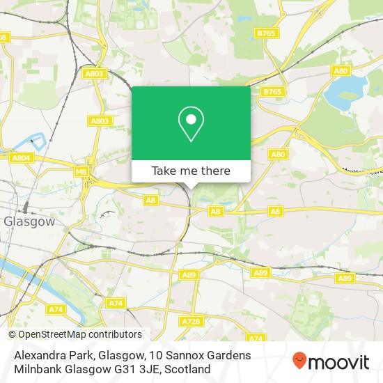 Alexandra Park, Glasgow, 10 Sannox Gardens Milnbank Glasgow G31 3JE map