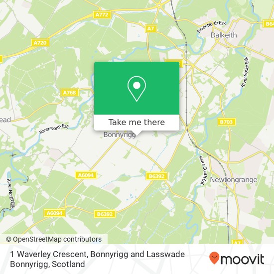 1 Waverley Crescent, Bonnyrigg and Lasswade Bonnyrigg map