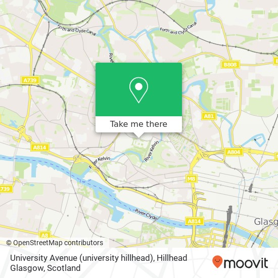 University Avenue (university hillhead), Hillhead Glasgow map