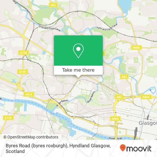 Byres Road (byres roxburgh), Hyndland Glasgow map