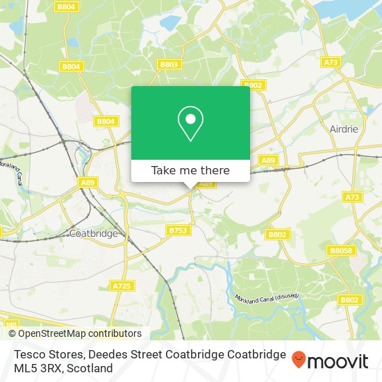 Tesco Stores, Deedes Street Coatbridge Coatbridge ML5 3RX map