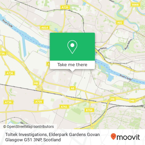 Toltek Investigations, Elderpark Gardens Govan Glasgow G51 3NP map