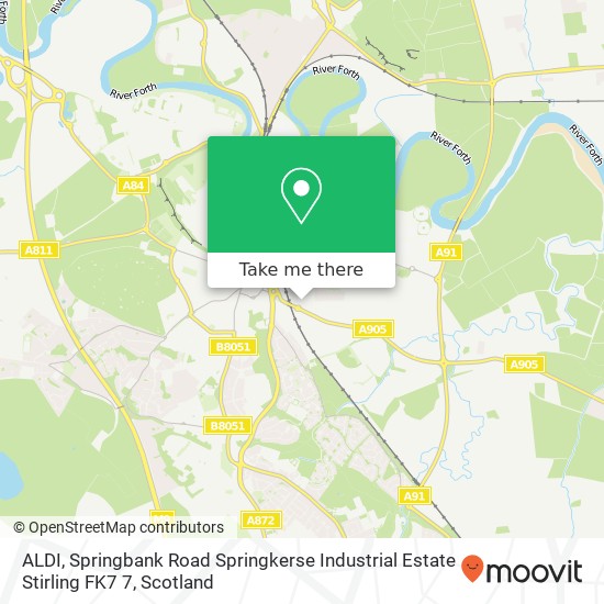 ALDI, Springbank Road Springkerse Industrial Estate Stirling FK7 7 map