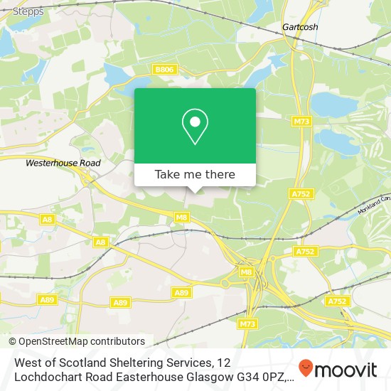 West of Scotland Sheltering Services, 12 Lochdochart Road Easterhouse Glasgow G34 0PZ map