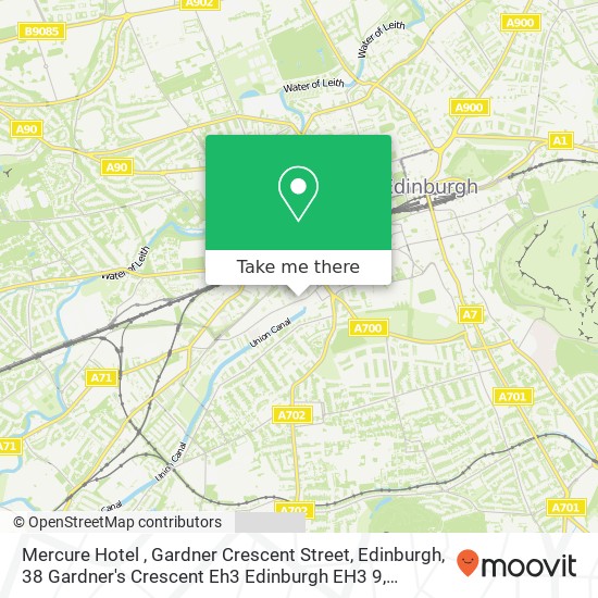 Mercure Hotel , Gardner Crescent Street, Edinburgh, 38 Gardner's Crescent Eh3 Edinburgh EH3 9 map