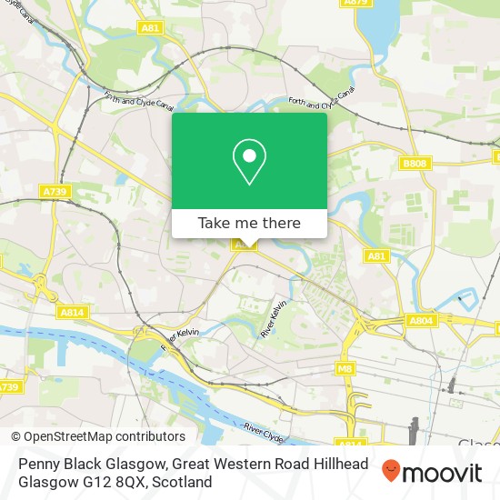 Penny Black Glasgow, Great Western Road Hillhead Glasgow G12 8QX map