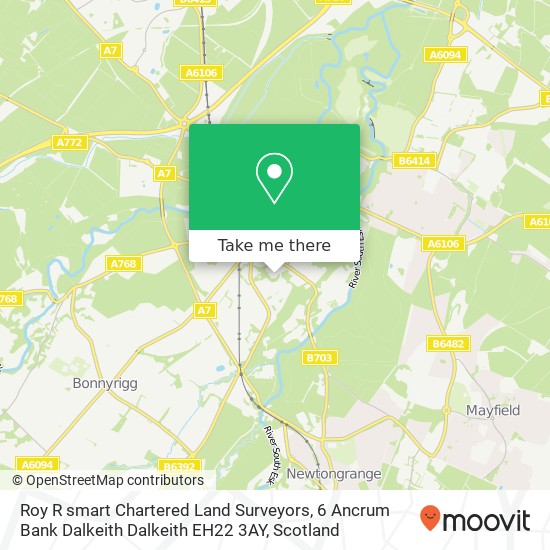 Roy R smart Chartered Land Surveyors, 6 Ancrum Bank Dalkeith Dalkeith EH22 3AY map