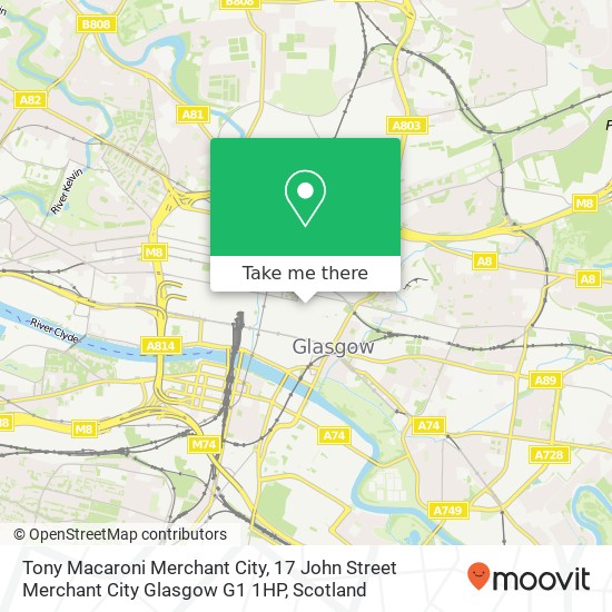 Tony Macaroni Merchant City, 17 John Street Merchant City Glasgow G1 1HP map