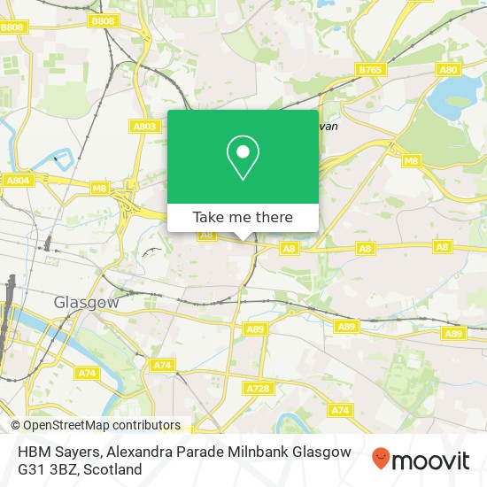 HBM Sayers, Alexandra Parade Milnbank Glasgow G31 3BZ map