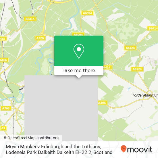 Movin Monkeez Edinburgh and the Lothians, Lodeneia Park Dalkeith Dalkeith EH22 2 map
