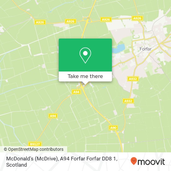 McDonald's (McDrive), A94 Forfar Forfar DD8 1 map