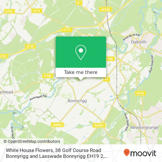 White House Flowers, 38 Golf Course Road Bonnyrigg and Lasswade Bonnyrigg EH19 2 map