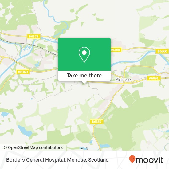 Borders General Hospital, Melrose map