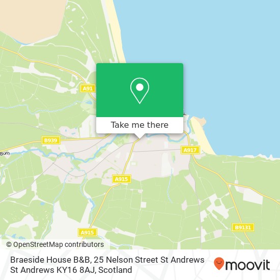 Braeside House B&B, 25 Nelson Street St Andrews St Andrews KY16 8AJ map