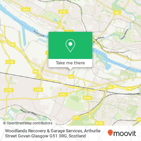 Woodlands Recovery & Garage Services, Arthurlie Street Govan Glasgow G51 3RG map