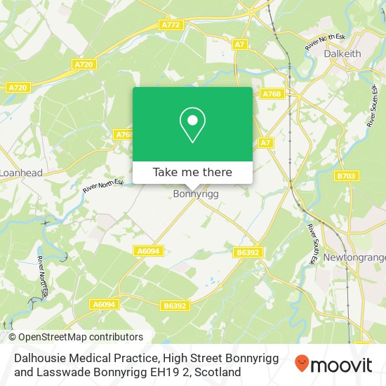 Dalhousie Medical Practice, High Street Bonnyrigg and Lasswade Bonnyrigg EH19 2 map