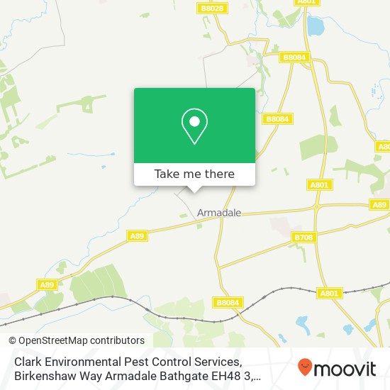 Clark Environmental Pest Control Services, Birkenshaw Way Armadale Bathgate EH48 3 map