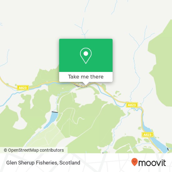 Glen Sherup Fisheries, A823 Glendevon Dollar FK14 7 map