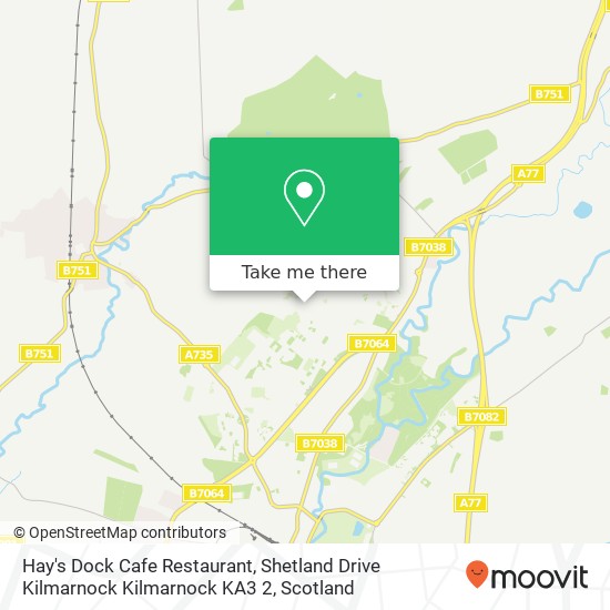 Hay's Dock Cafe Restaurant, Shetland Drive Kilmarnock Kilmarnock KA3 2 map