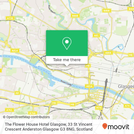 The Flower House Hotel Glasgow, 33 St Vincent Crescent Anderston Glasgow G3 8NG map
