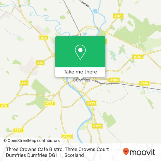 Three Crowns Cafe Bistro, Three Crowns Court Dumfries Dumfries DG1 1 map