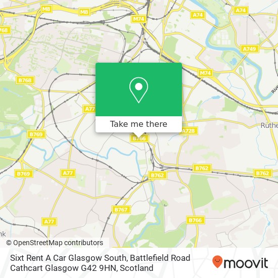 Sixt Rent A Car Glasgow South, Battlefield Road Cathcart Glasgow G42 9HN map