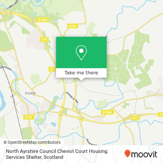 North Ayrshire Council Cheviot Court Housing Services Shelter map