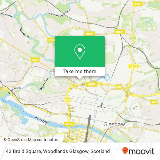 43 Braid Square, Woodlands Glasgow map