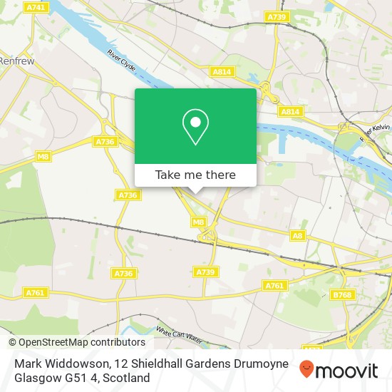 Mark Widdowson, 12 Shieldhall Gardens Drumoyne Glasgow G51 4 map