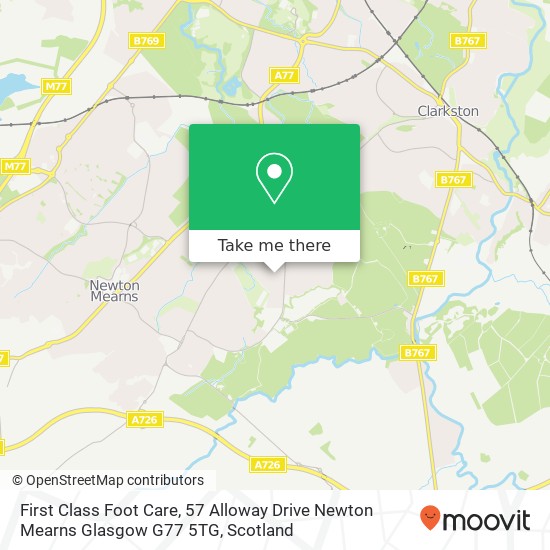 First Class Foot Care, 57 Alloway Drive Newton Mearns Glasgow G77 5TG map