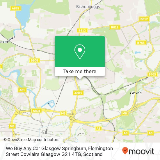 We Buy Any Car Glasgow Springburn, Flemington Street Cowlairs Glasgow G21 4TG map