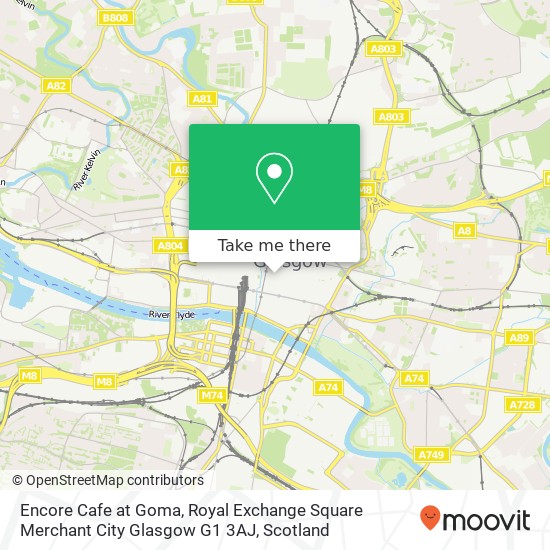 Encore Cafe at Goma, Royal Exchange Square Merchant City Glasgow G1 3AJ map