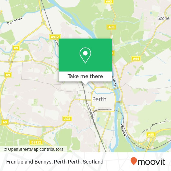 Frankie and Bennys, Perth Perth map